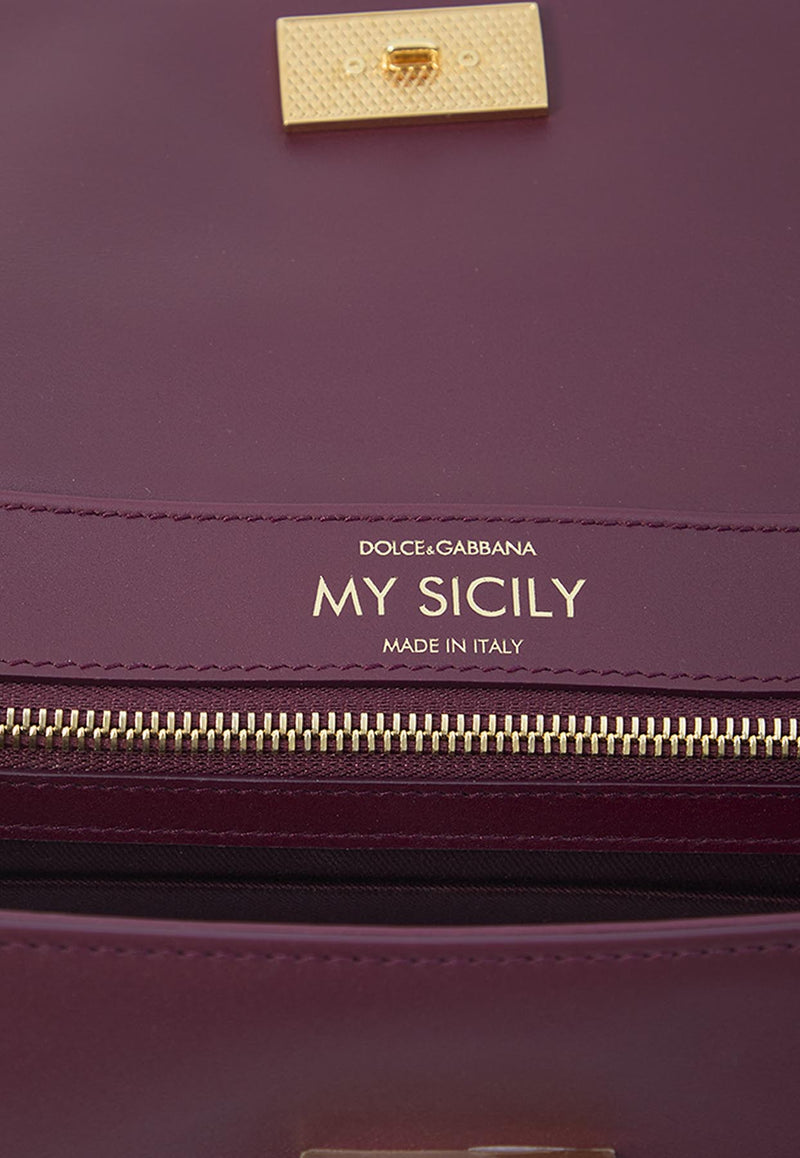 Dolce & Gabbana My Sicily Calf Leather Top Handle Bag Bordeaux BB7782-B7321-80346