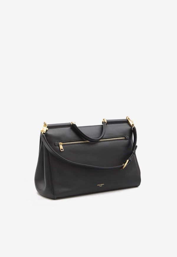 Dolce & Gabbana Large My Sicily Calf Leather Top Handle Bag  Black BB7814-B7321-80999
