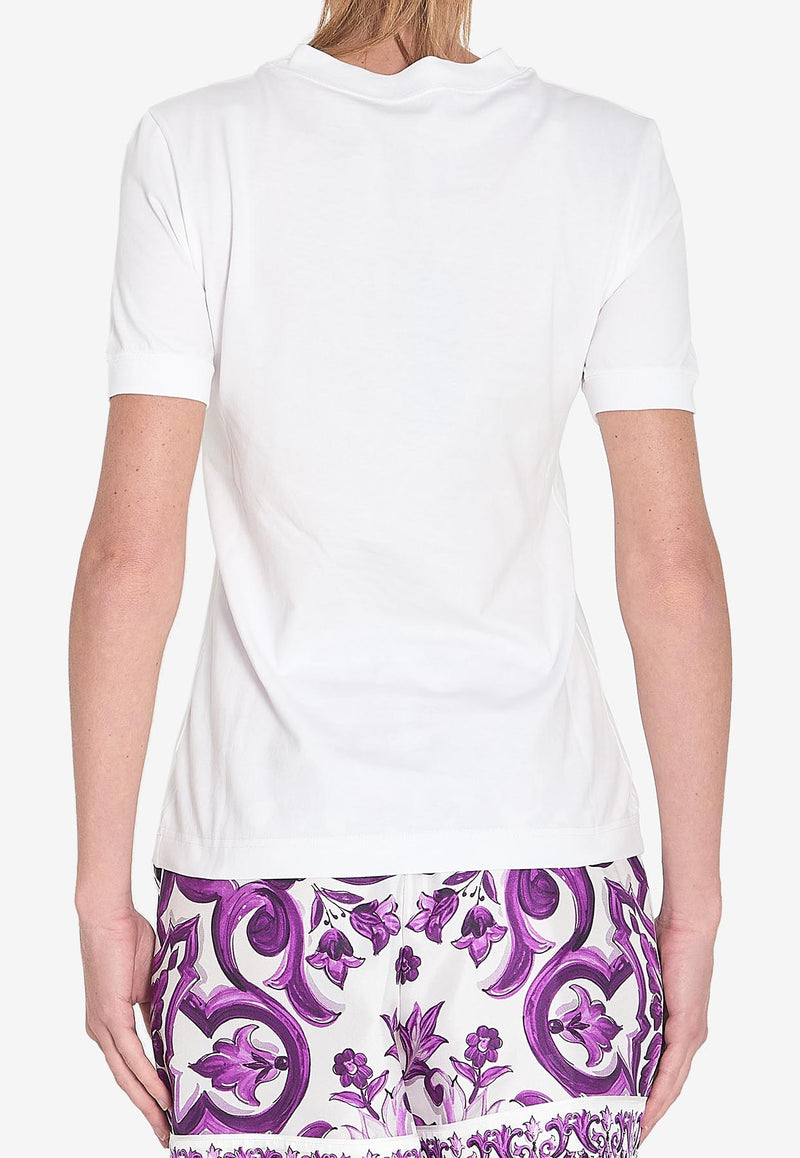 Dolce & Gabbana Majolica Print DG Logo T-shirt  White F8N08ZG-GDC6U-W0800