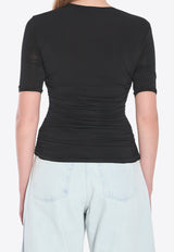 Alaïa Ruched Crewneck T-shirt Black AA9H1248J050B--995