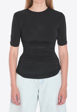 Alaïa Ruched Crewneck T-shirt Black AA9H1248J050B--995