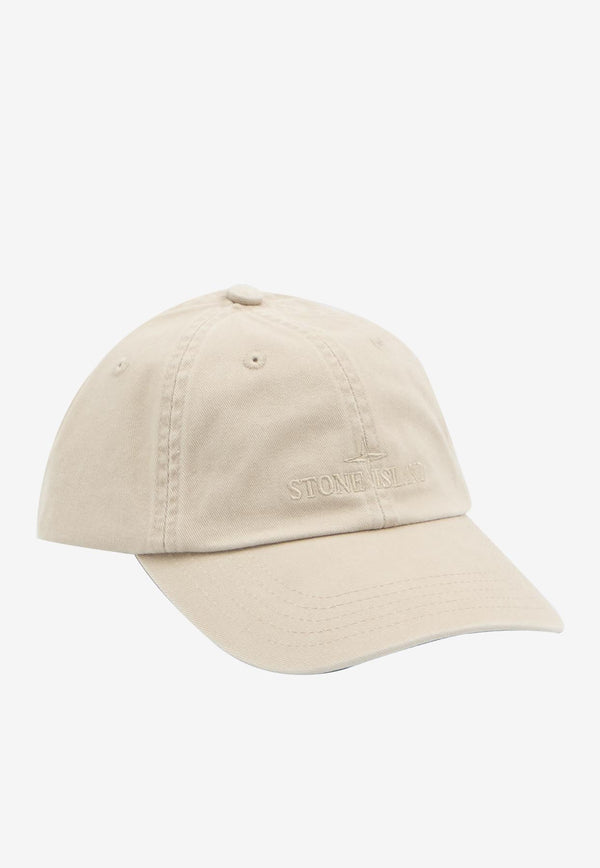 Stone Island Logo Embroidered Baseball Cap Beige K1S159100002-S0106-V009A