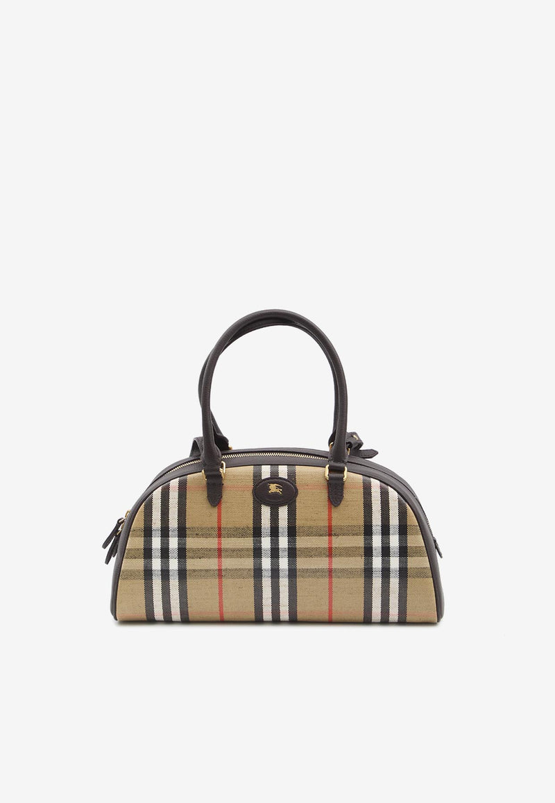Burberry Highlands Vintage Check Bowling Handbag Beige 8112343--B9368