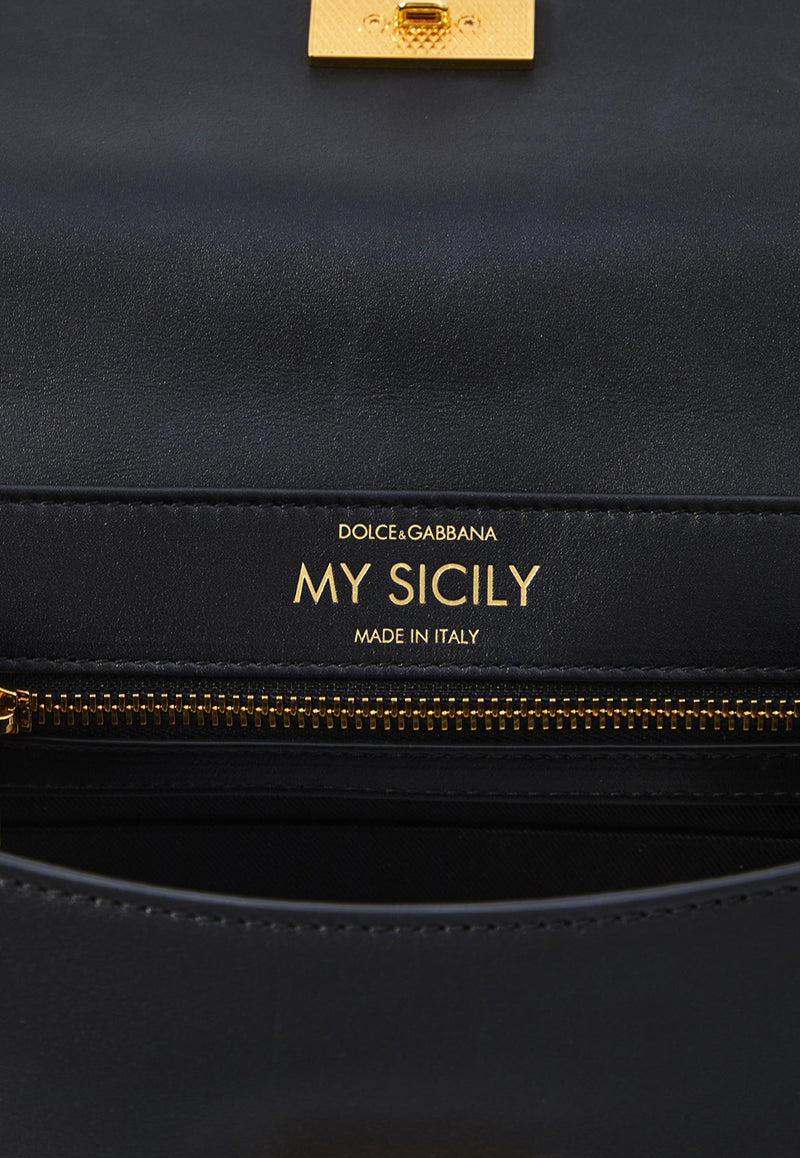 Dolce & Gabbana My Sicily Calf Leather Top Handle Bag Black BB7781-B7321-80999