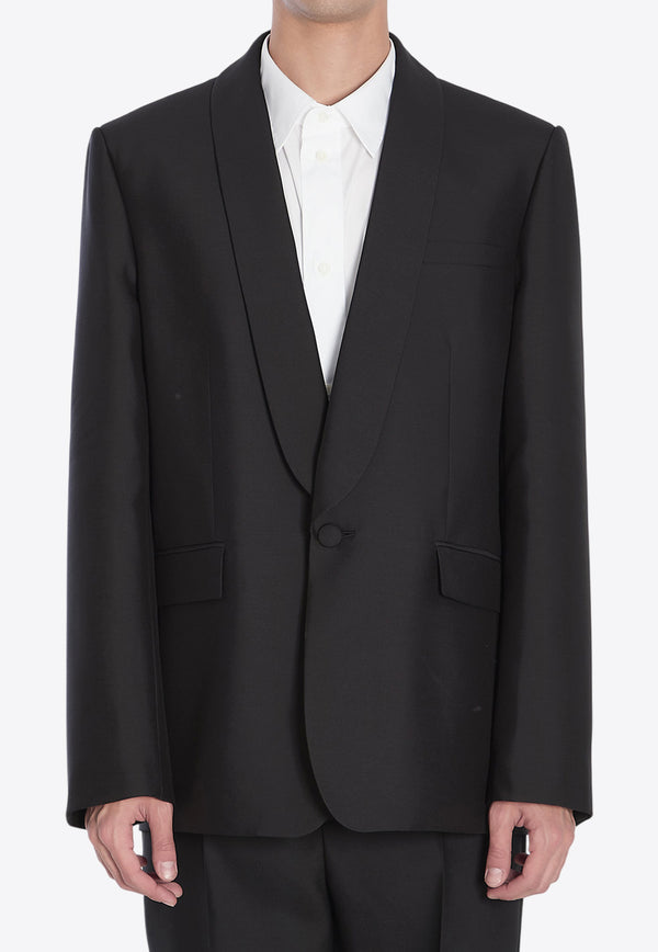Loewe Single-Breasted Wool and Silk Jacket Black H526Y03WC2--1100