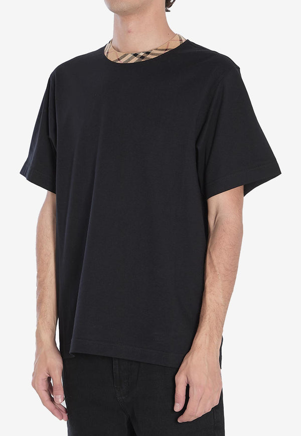 Burberry Check-Trimmed Crewneck T-shirt Black 8110101--A1189