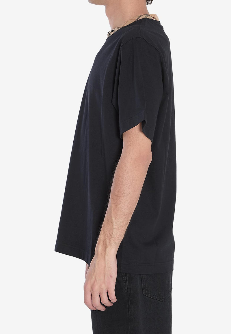 Burberry Check-Trimmed Crewneck T-shirt Black 8110101--A1189
