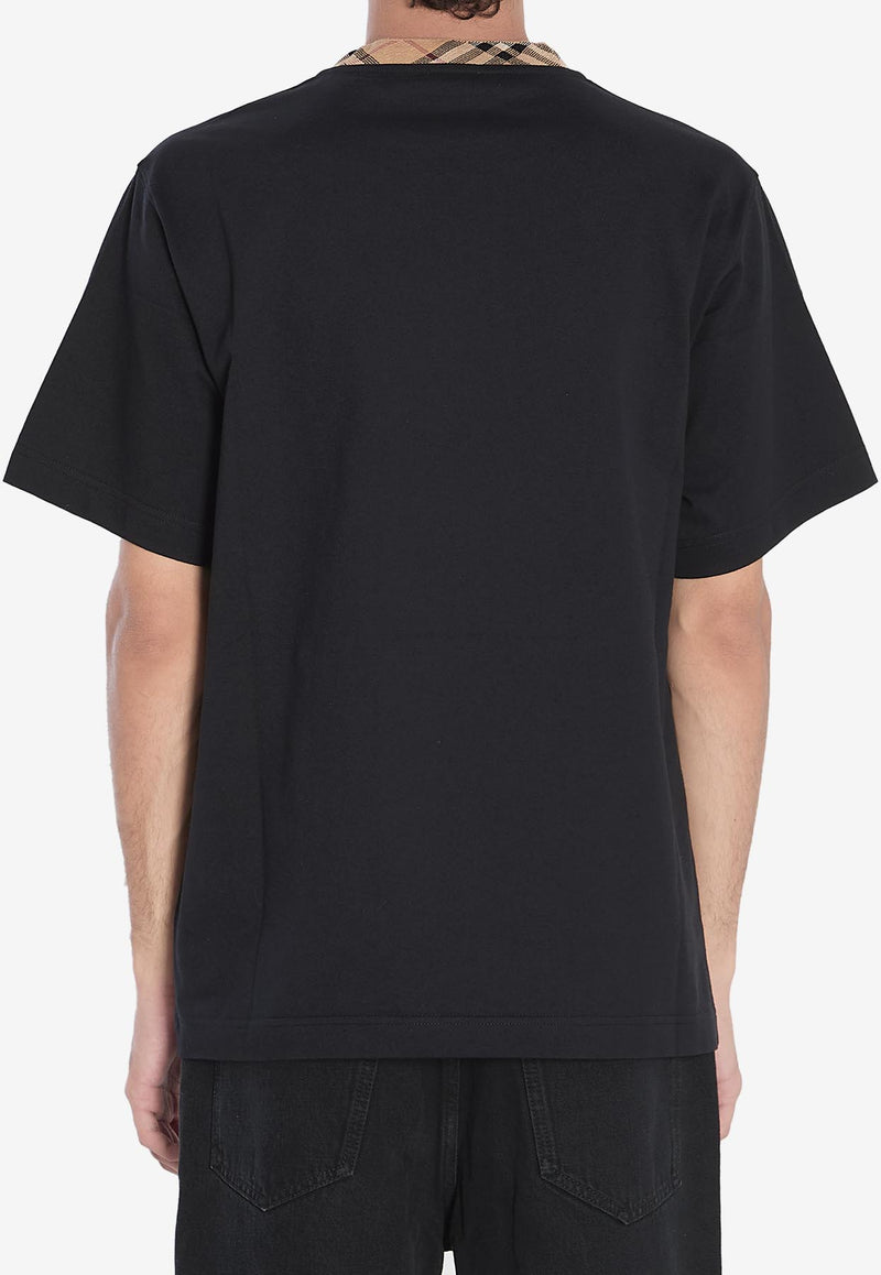 Burberry Check-Trimmed Crewneck T-shirt Black 8110101--A1189