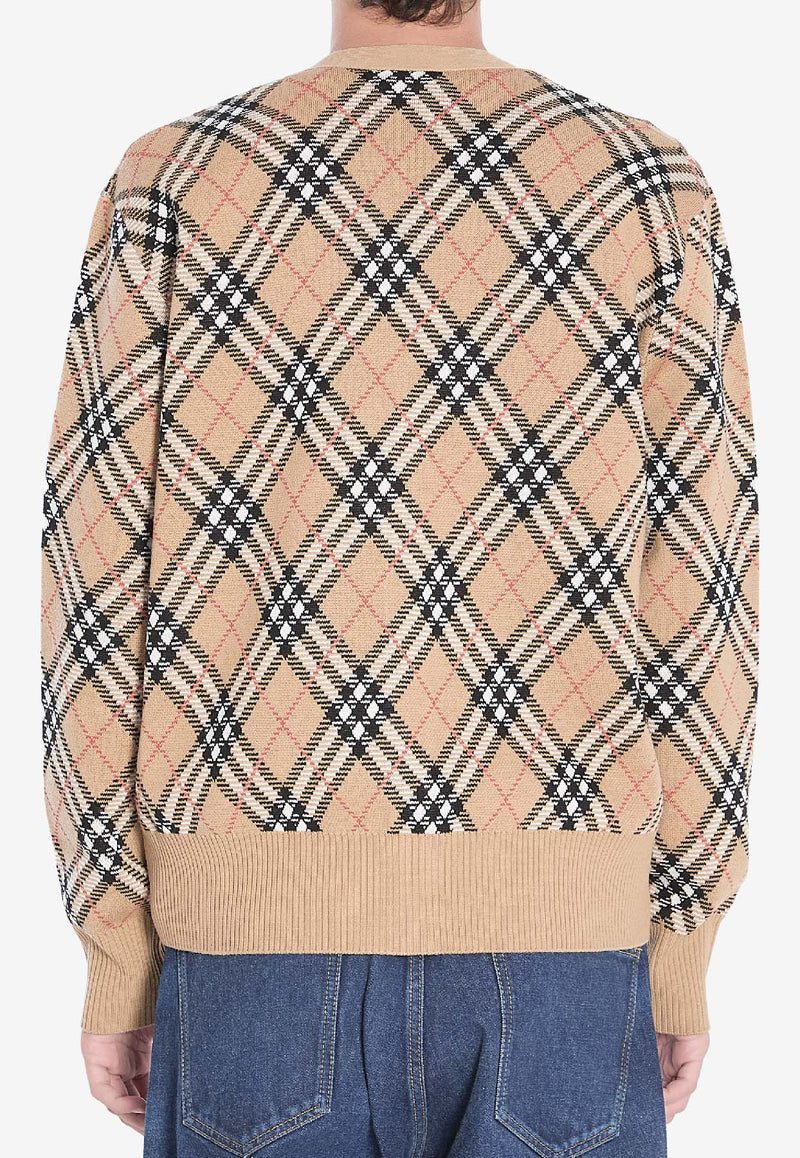 Burberry Signature Check Wool-Blend Cardigan Beige 8110629--B9368