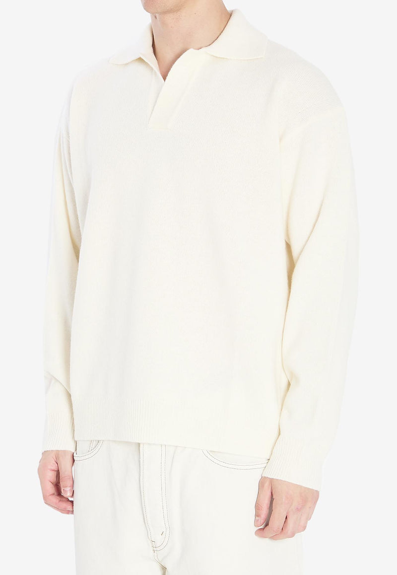 Roberto Collina Wool-Blend Long-Sleeved Polo T-shirt White 253M37404--M3702