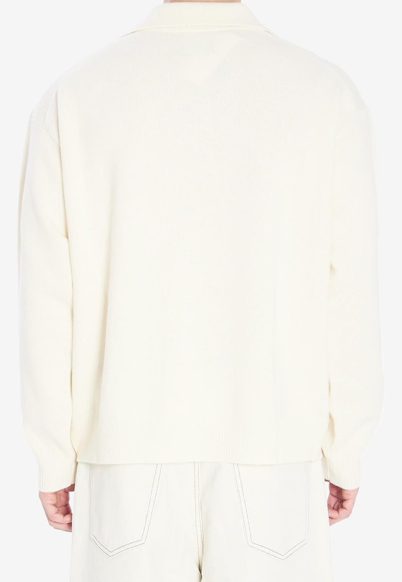 Roberto Collina Wool-Blend Long-Sleeved Polo T-shirt White 253M37404--M3702