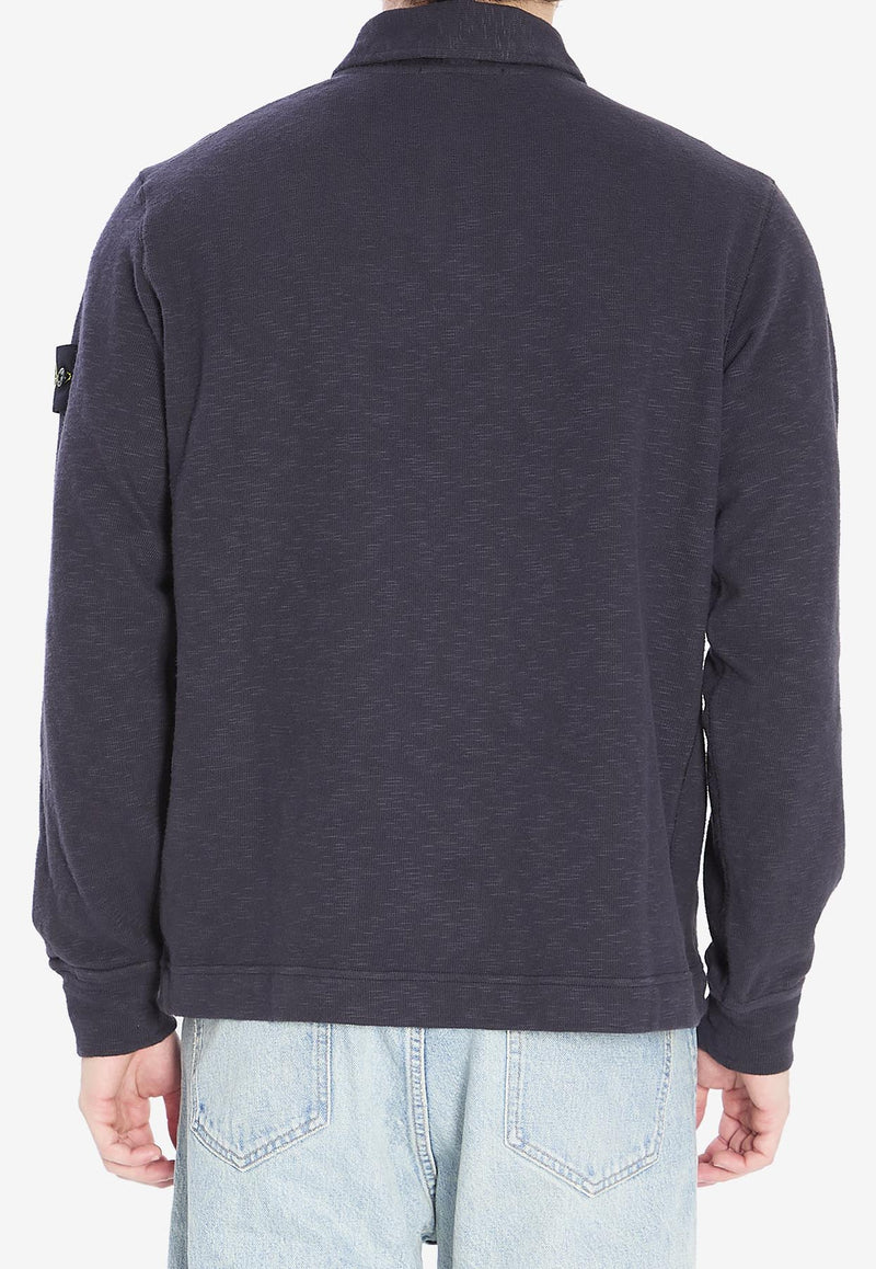 Stone Island Compass Patch Long-Sleeved Polo T-shirt Blue K2S156100054-S0238-V0026