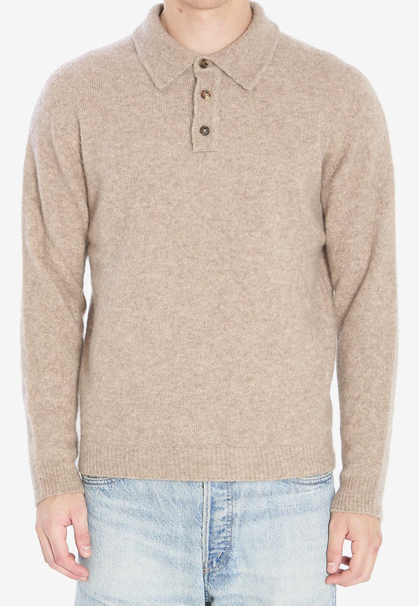 Roberto Collina Essential Long-Sleeved Polo T-shirt Beige 253M32004--M3203