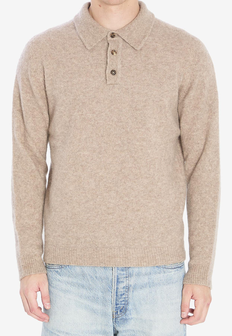 Roberto Collina Essential Long-Sleeved Polo T-shirt Beige 253M32004--M3203