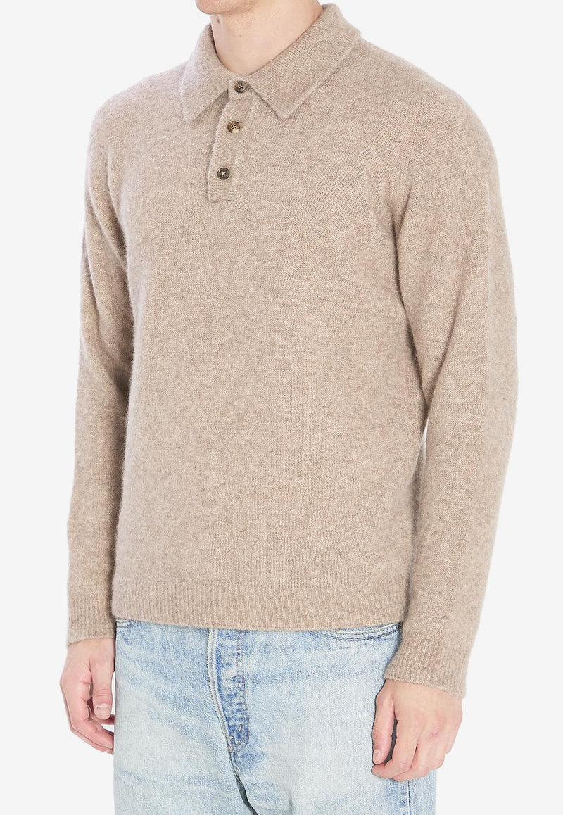 Roberto Collina Essential Long-Sleeved Polo T-shirt Beige 253M32004--M3203