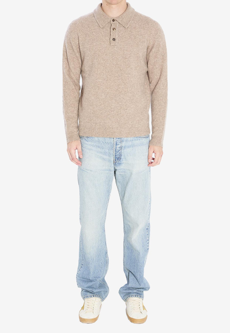 Roberto Collina Essential Long-Sleeved Polo T-shirt Beige 253M32004--M3203