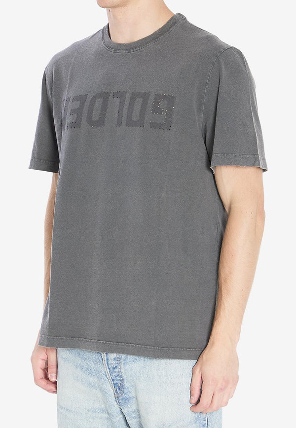 Golden Goose DB Golden Print Distressed T-shirt Gray GMP01220-P000671-60318