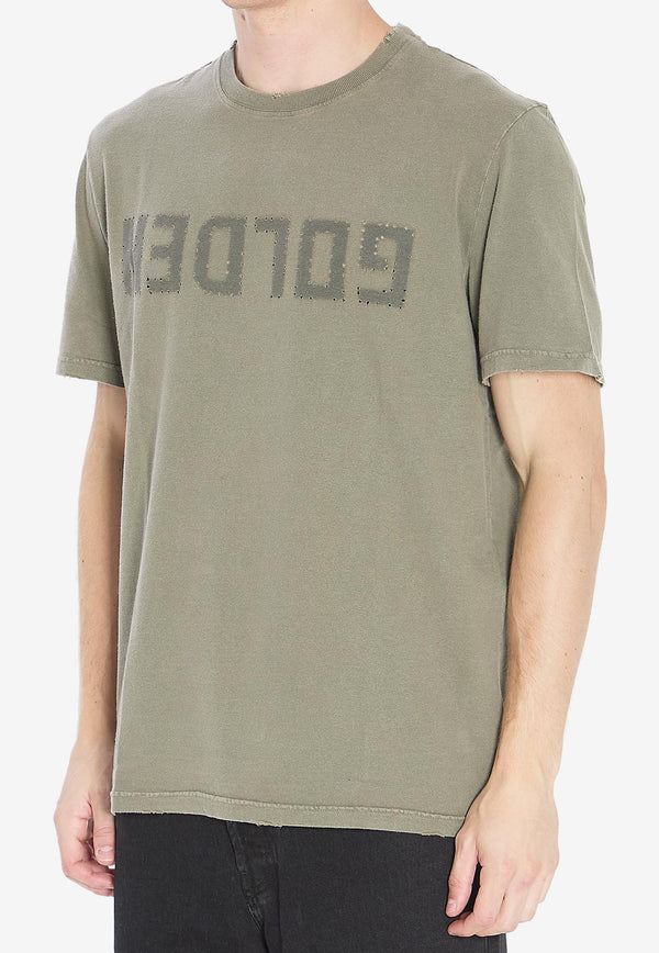 Golden Goose DB Reversed Golden Distressed T-shirt Olive GMP01220-P000671-35479