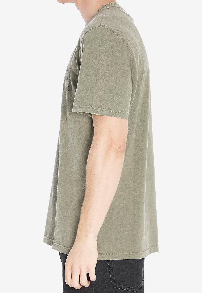 Golden Goose DB Reversed Golden Distressed T-shirt Olive GMP01220-P000671-35479