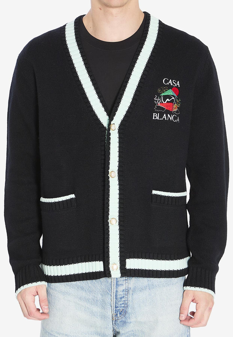 Casablanca Stacked Casa Mountain Temple Cardigan Black MPF25KW100101--WHITE