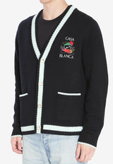 Casablanca Stacked Casa Mountain Temple Cardigan Black MPF25KW100101--WHITE