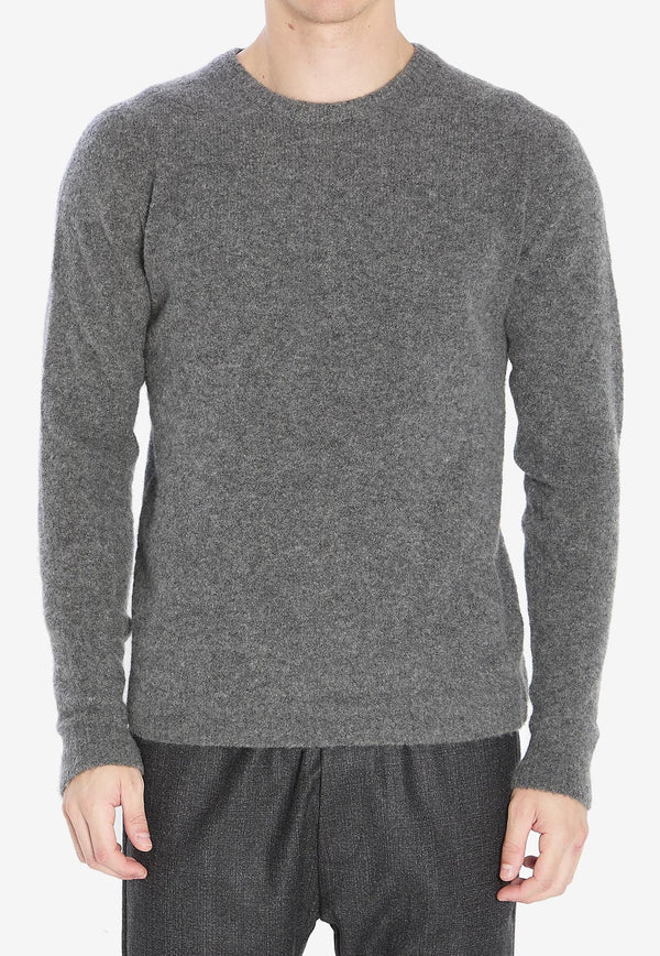 Roberto Collina Crewneck Cashmere-Blend Sweater Gray 253M32001--M3221