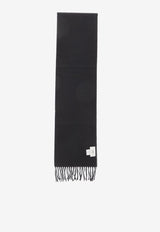 AMI PARIS Ami De Coeur Wool Fringed Scarf Black BFUSF405-334-001