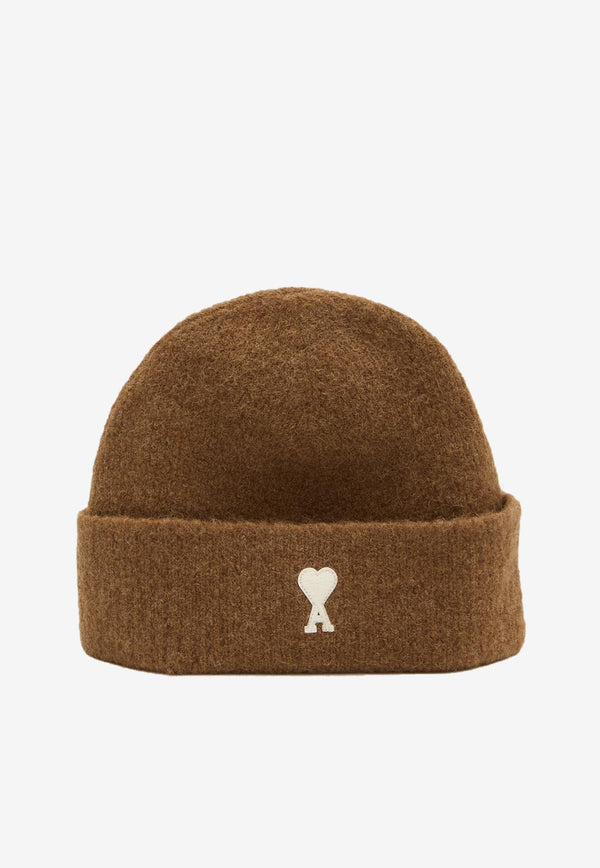 AMI PARIS Ami De Coeur Alpaca Wool Beanie Brown UB0005-KN0135-217