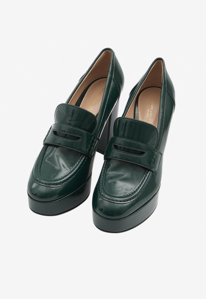 Gianvito Rossi Hadden 105 Patent Leather Platform Pumps Green G25356-70RIC-MALACHITE