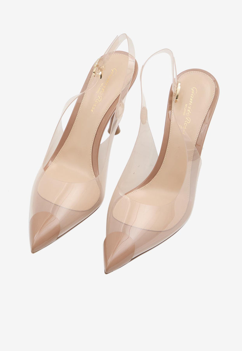 Gianvito Rossi Diana 85 Slingback PVC Pumps Pink G95542-85LAC-praline