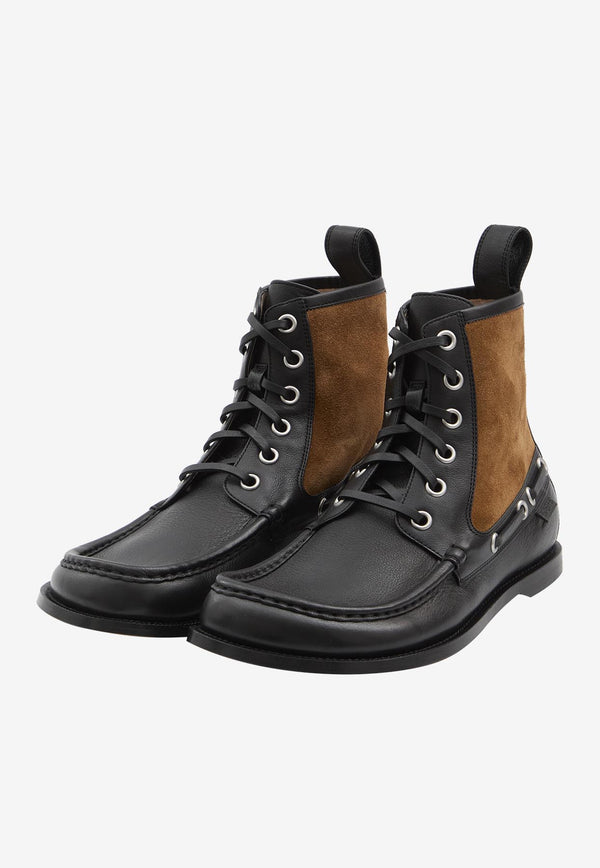 Loewe Campo Leather and Suede Boots Black M816284X82--1368