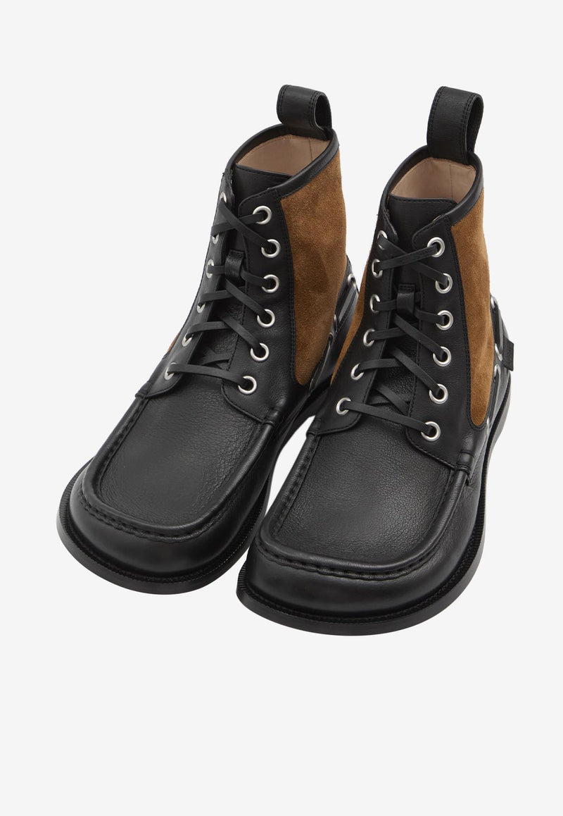 Loewe Campo Leather and Suede Boots Black M816284X82--1368