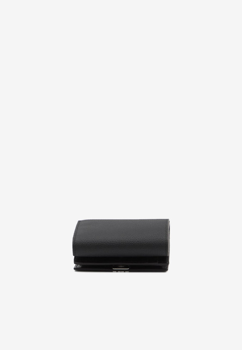 Loewe Anagram Tri-Fold Wallet in Pebbled Leather Black C821TR2X16--1100