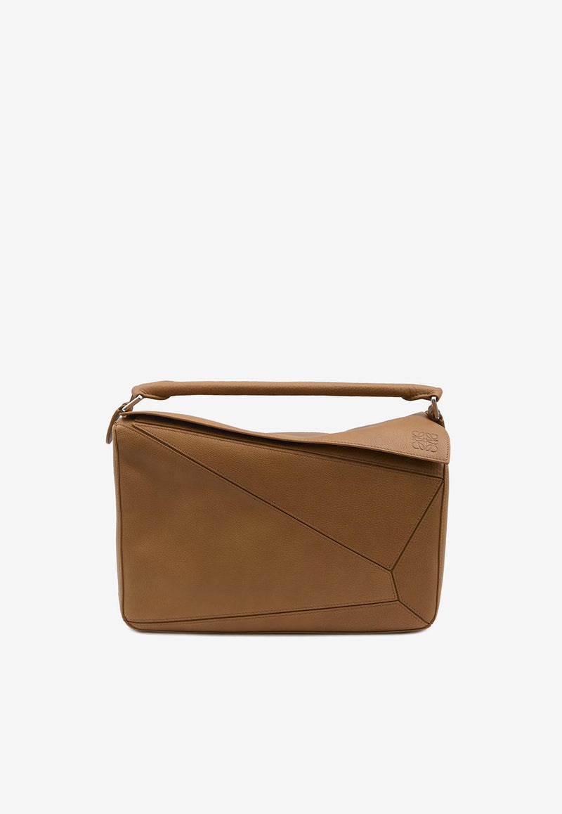 Loewe Large Puzzle Edge Grained Leather Top Handle Bag Brown B510PNL-X01-6518