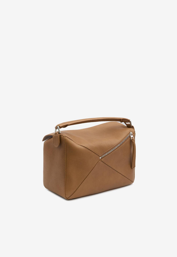 Loewe Large Puzzle Edge Grained Leather Top Handle Bag Brown B510PNL-X01-6518