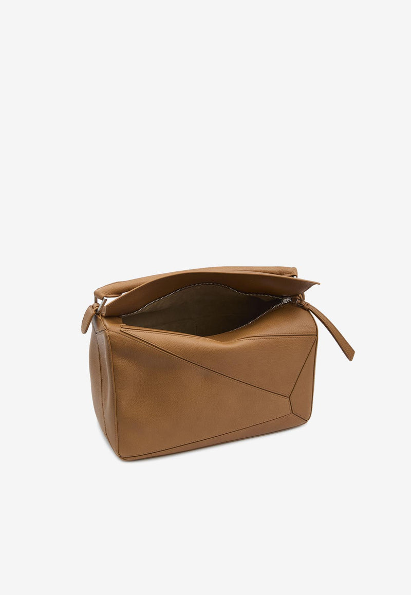 Loewe Large Puzzle Edge Grained Leather Top Handle Bag Brown B510PNL-X01-6518