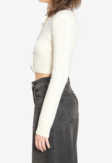 Self-Portrait Embellished Trim Cropped Cardigan Cream AW25135C--CREAM