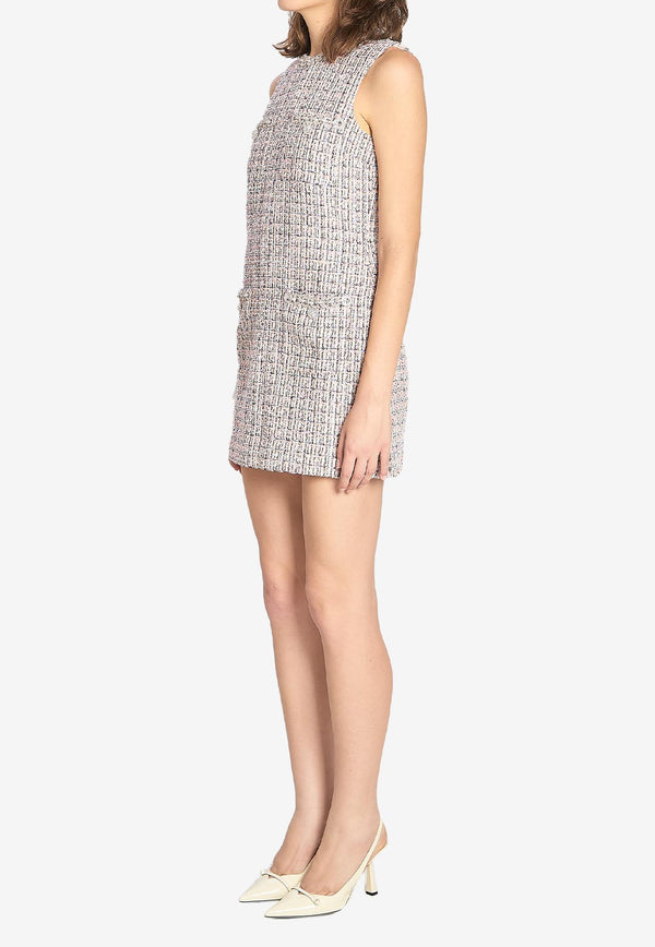 Self-Portrait Bouclé Mini Cady Dress Pink AW25098S--PINK