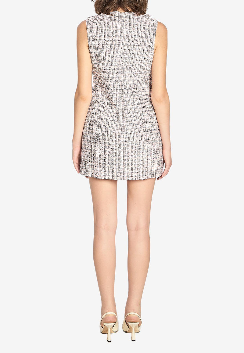 Self-Portrait Bouclé Mini Cady Dress Pink AW25098S--PINK