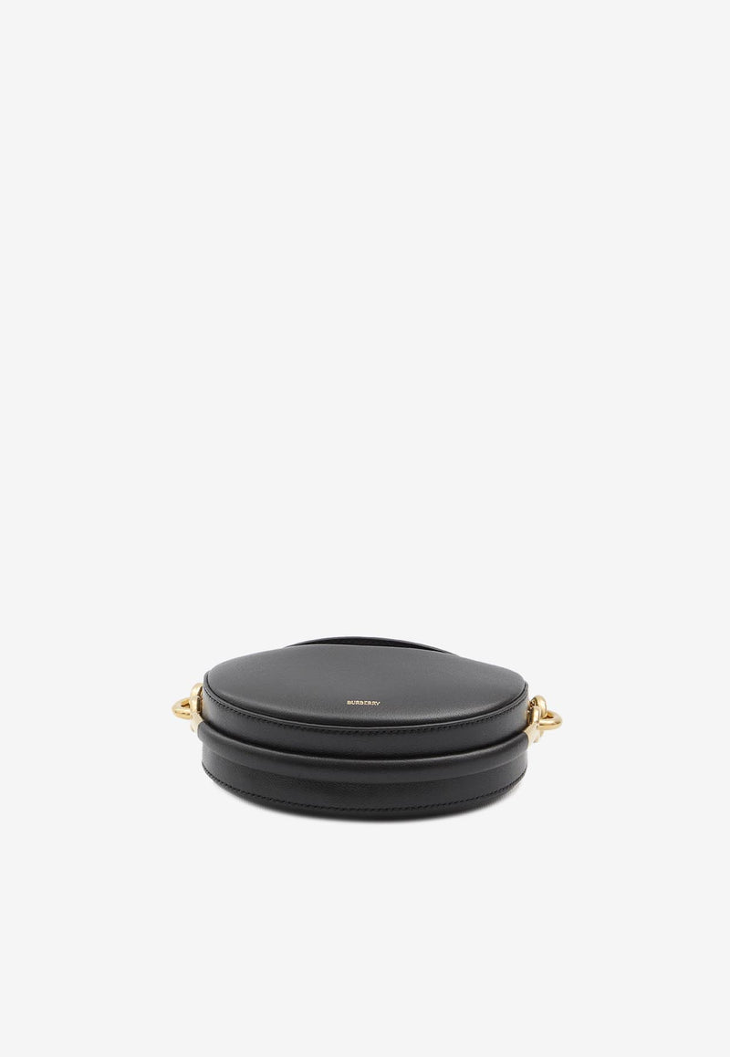 Burberry Bridle Hammered Leather Crescent Handbag Black 8116860--BLACK