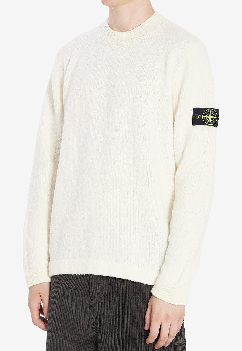 Stone Island Compass Patch Brushed Wool Sweater Ivory K2S155100056-S00N2-V0093