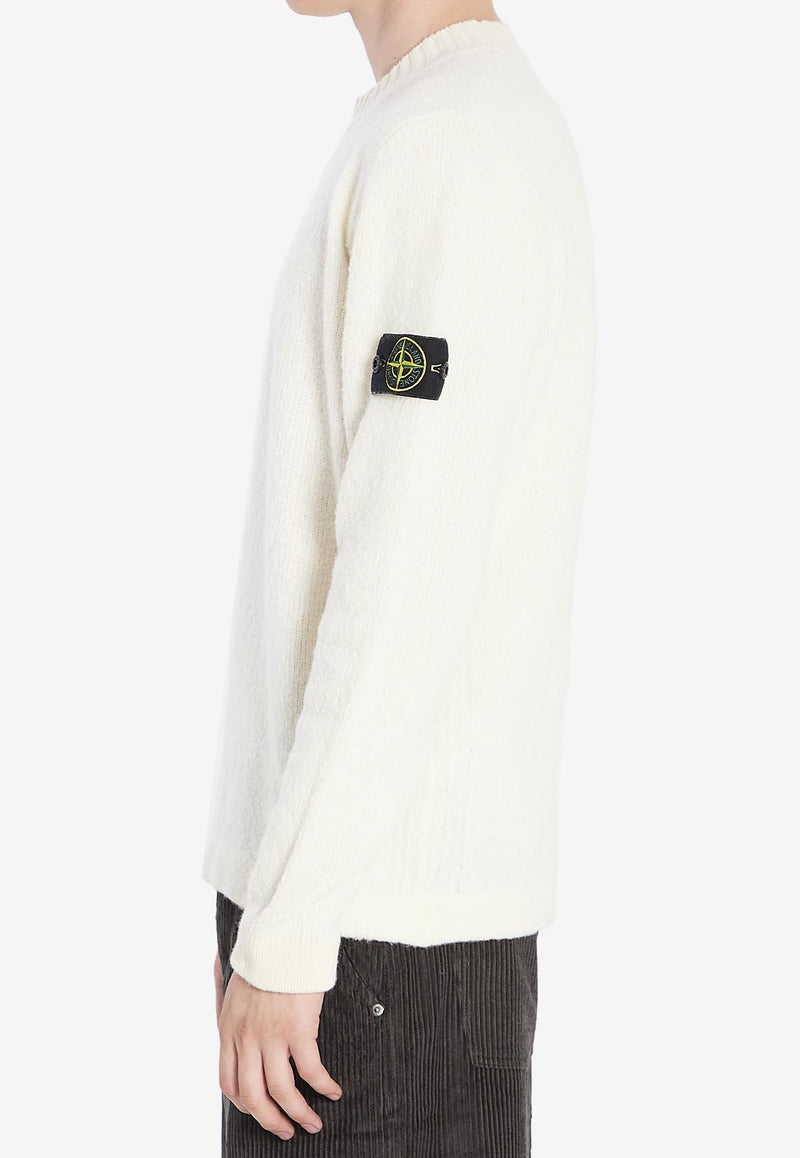 Stone Island Compass Patch Brushed Wool Sweater Ivory K2S155100056-S00N2-V0093