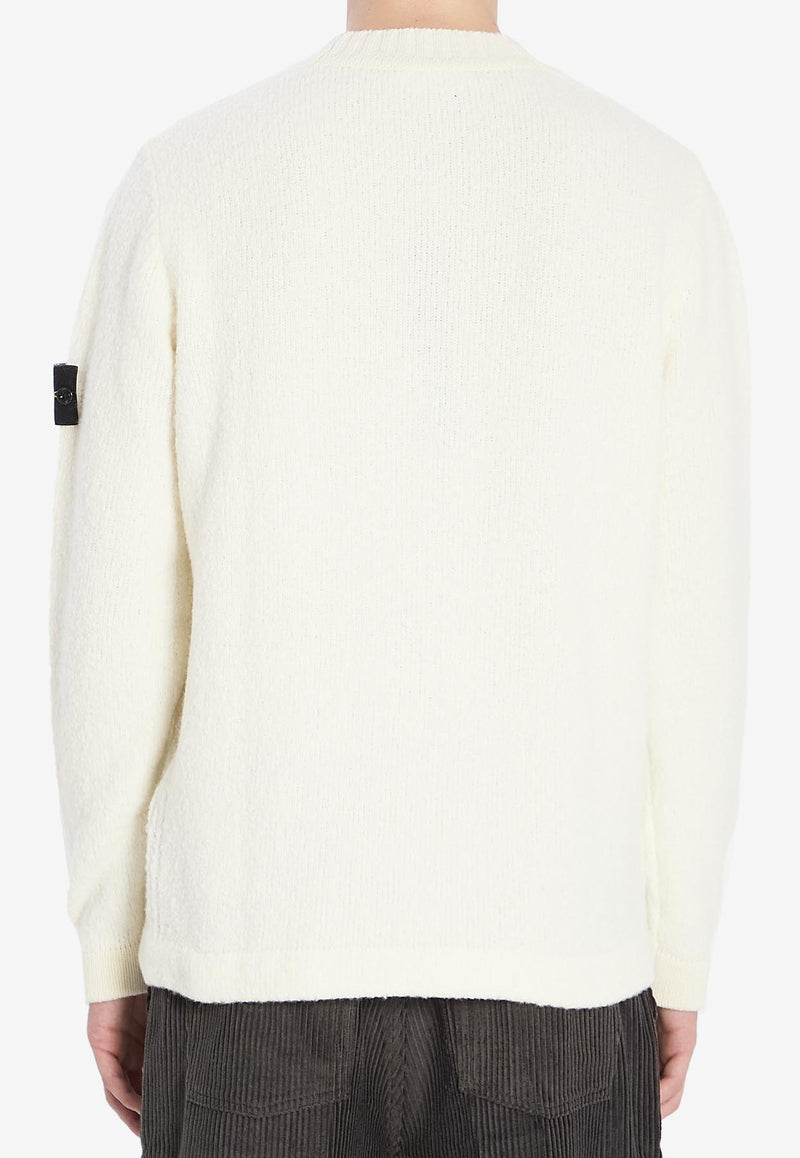 Stone Island Compass Patch Brushed Wool Sweater Ivory K2S155100056-S00N2-V0093