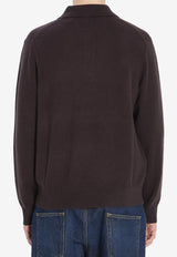 Burberry Embroidered EKD Long-Sleeved Polo T-shirt Brown 8113792--BROWN