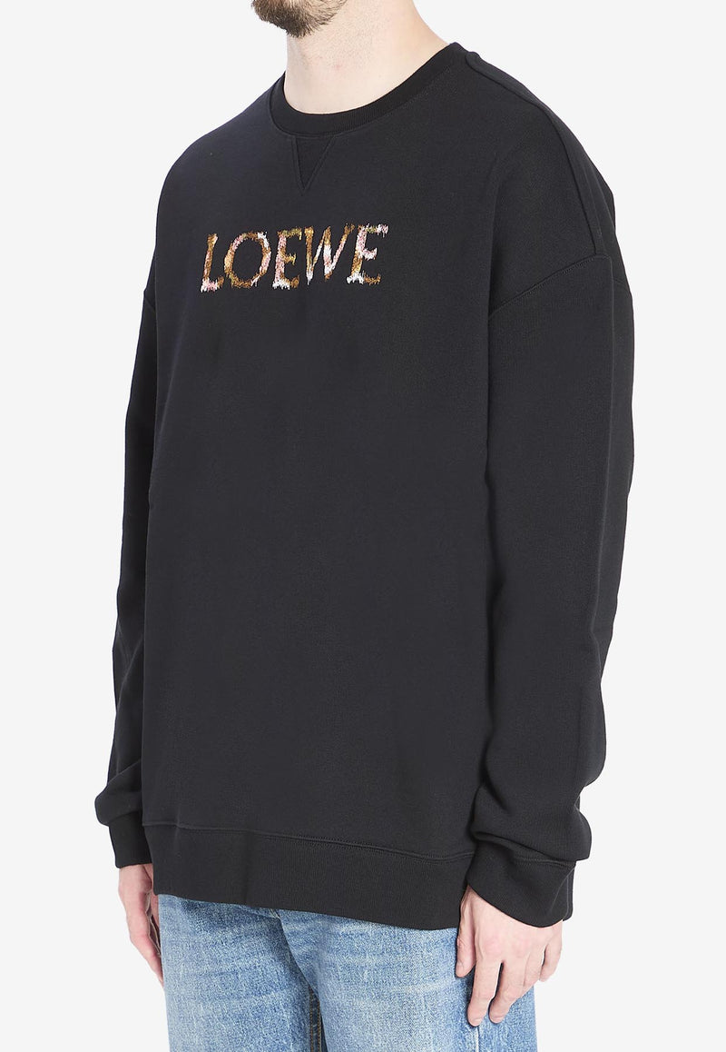 Loewe Yarn Embroidered Logo Sweatshirt Black H526Y24X63--1100
