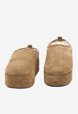 Balenciaga Alaska Soft Platform Suede Mules Brown 825258-WBFC1-2200