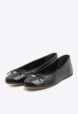 Gucci Double G Leather Bow Ballet Flats Black 835805-BNC80-1000