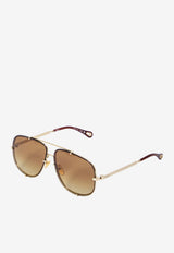 Chloé Gradient Aviator Sunglasses Gold CH0348S--003