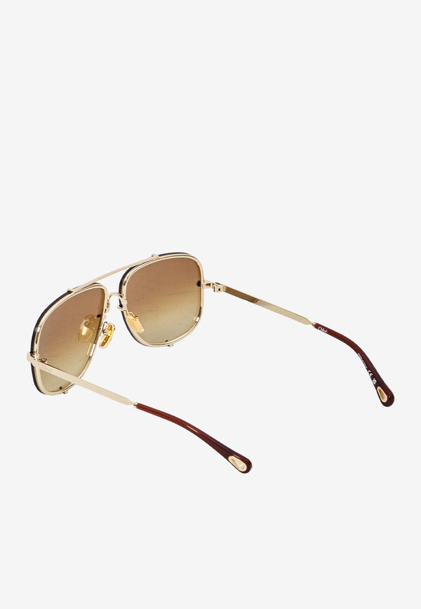 Chloé Gradient Aviator Sunglasses Gold CH0348S--003