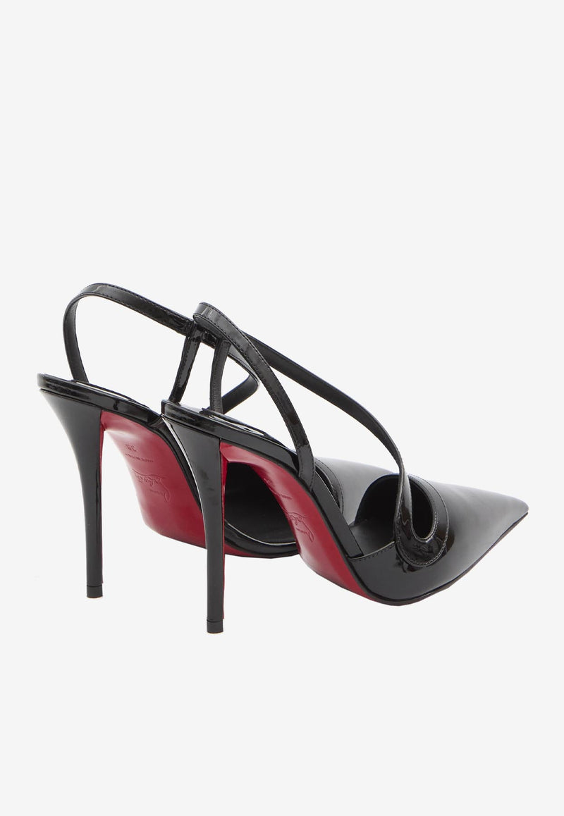 Christian Louboutin Rosa Z 100 Patent Leather Slingback Pumps Black 3250179-B439-BLACK